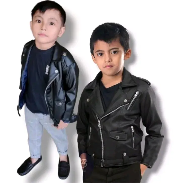 JAKET KULIT ROCK N ROLL ANAK ANAK / JAKET KULIT DOUBLE KERAH ANAK TANGGUNG