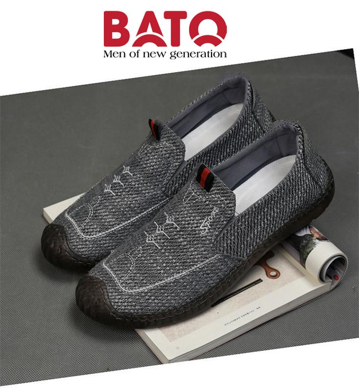 Giày Lười Vải Lanh Thoáng Khí, Đế khâu, Mềm Chống Trơn Trượt G201 Nam Loafer Cao Su Shoes 0