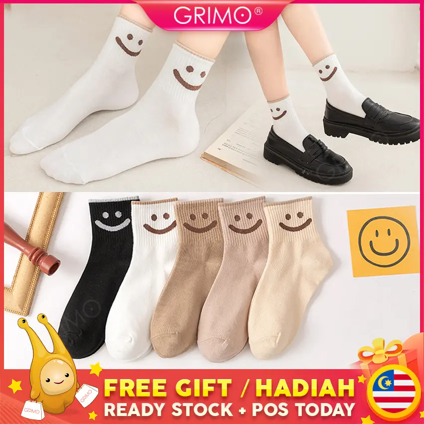 READY STOCK GRIMO MissHappy Sock Women Man Boy Girl Cute Cartoon Comfort Ankle Stocking Socks Cotton Foot Wear fc11690
