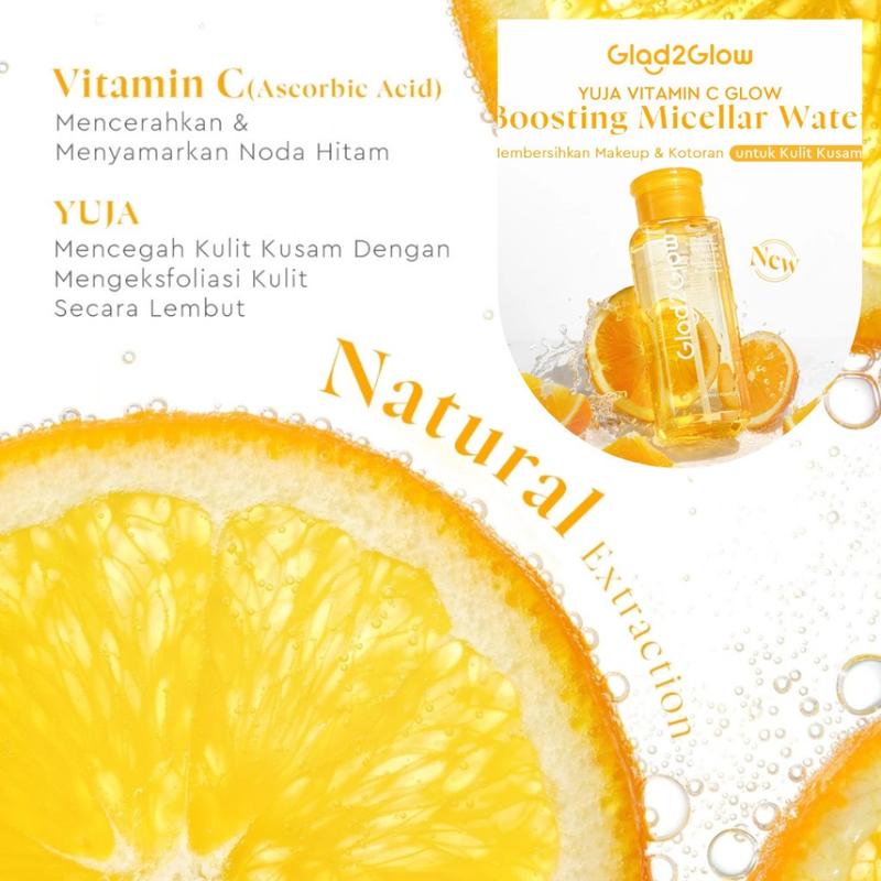 GLAD2GLOW Micellar Water Series | Makeup Remover | Pembersih Wajah | Cherry Blossom | Yuja Vit C | Mugwort Acne | Tremella Panthenol 4