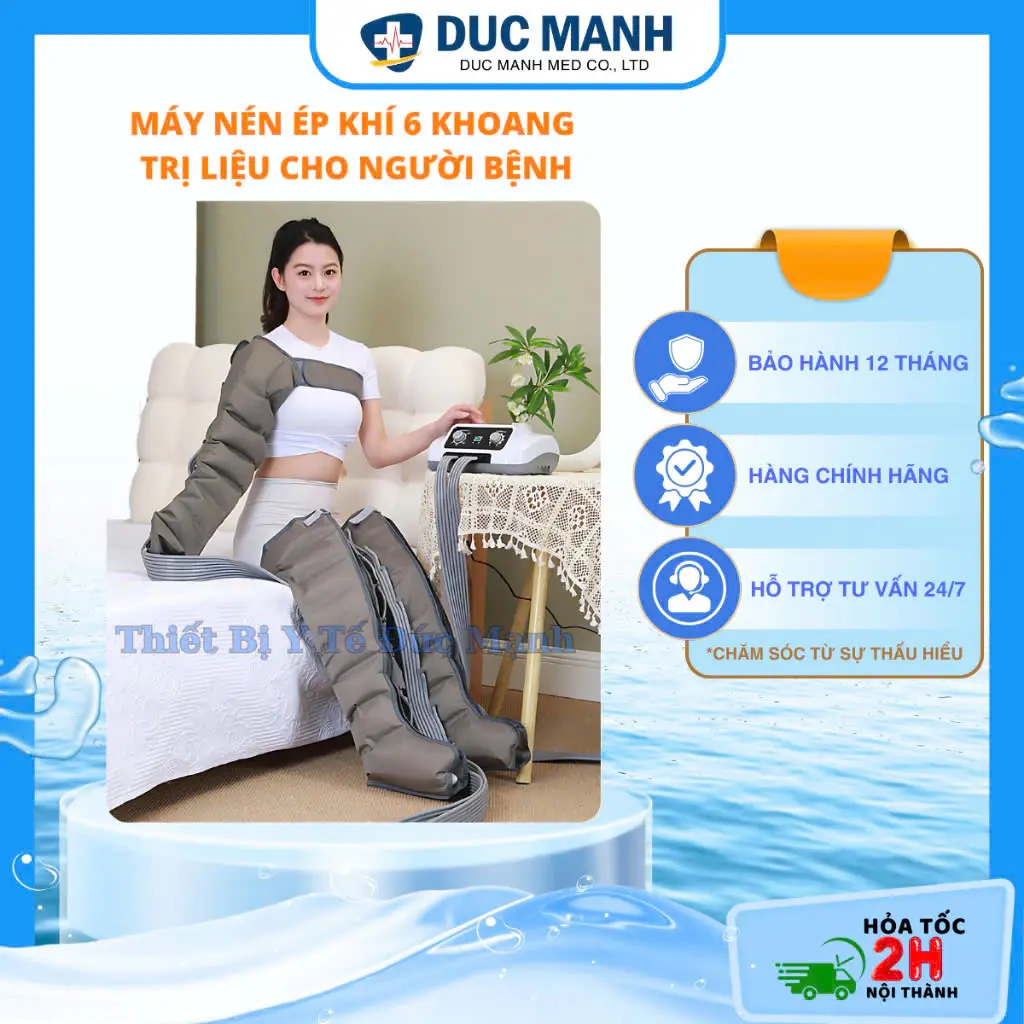 Máy nén ép suy giãn tĩnh mạch 6 khoang có lỗ thoáng khí - Máy nén ép trị liệu KZY