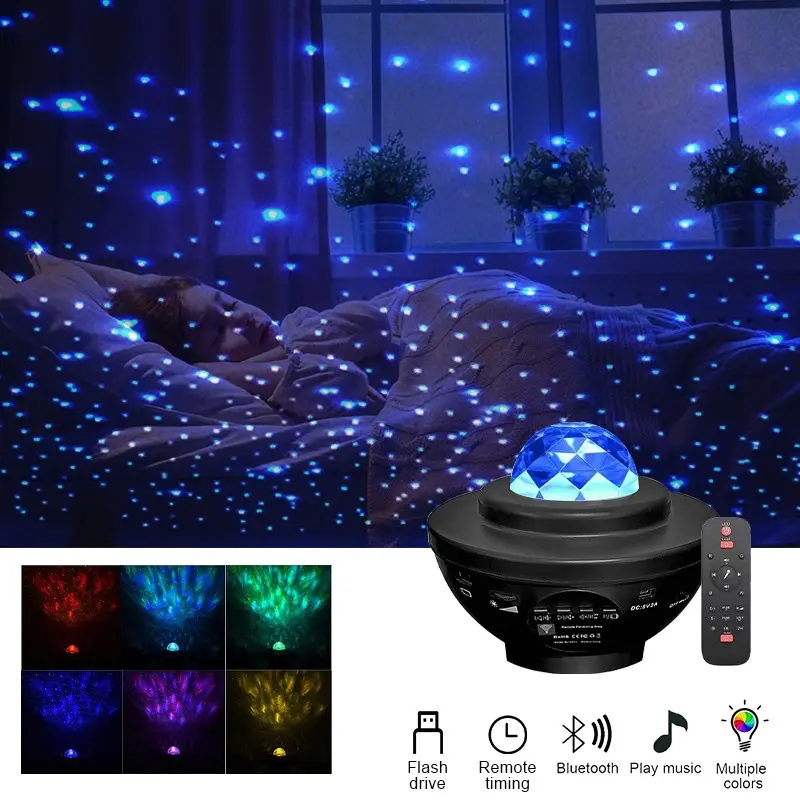 PPlus Lampu Starry Proyektor Langit Malam Berbintang Galaxy Nebula Lamp starry/lampu kamar aesthetic/lampu led kamar/lampu led yang viral/lampu tidur/speaker bluetooth/proyektor kamar jendela bluetooth  usb  room  projector  Green Cable Sensor 6