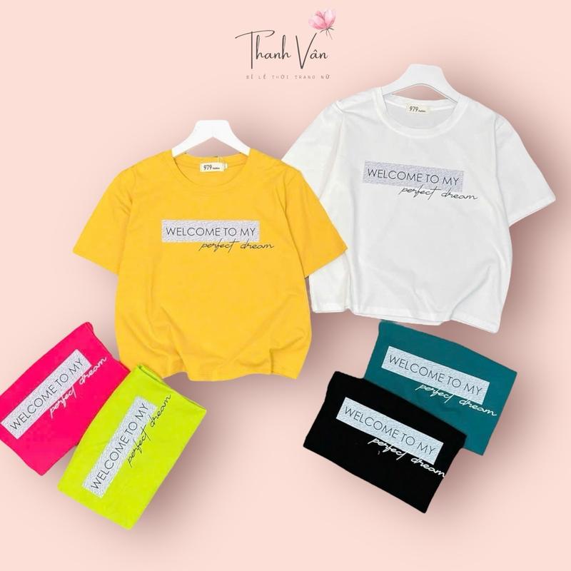 A48- Áo Croptop Nữ Form Lỡ Cotton Thái Mềm Mát Co Giãn 4 Chiều Trẻ Trung Welcom To My Thun Women