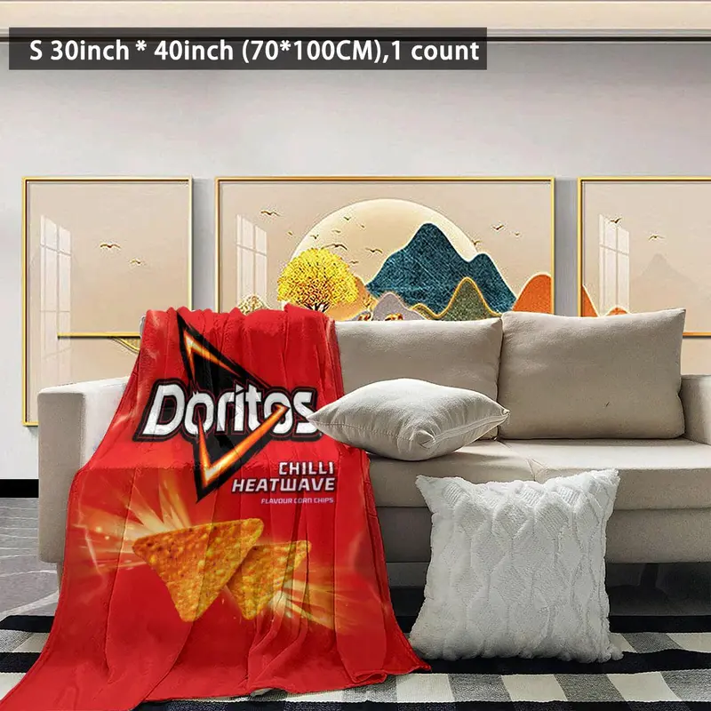 Cartoon Doritos Pattern Blanket, 1 Count Soft Comfortable Warm Throw, Air-conditioned Room Blanket, Warm Nap Blanket for Home & Office 6