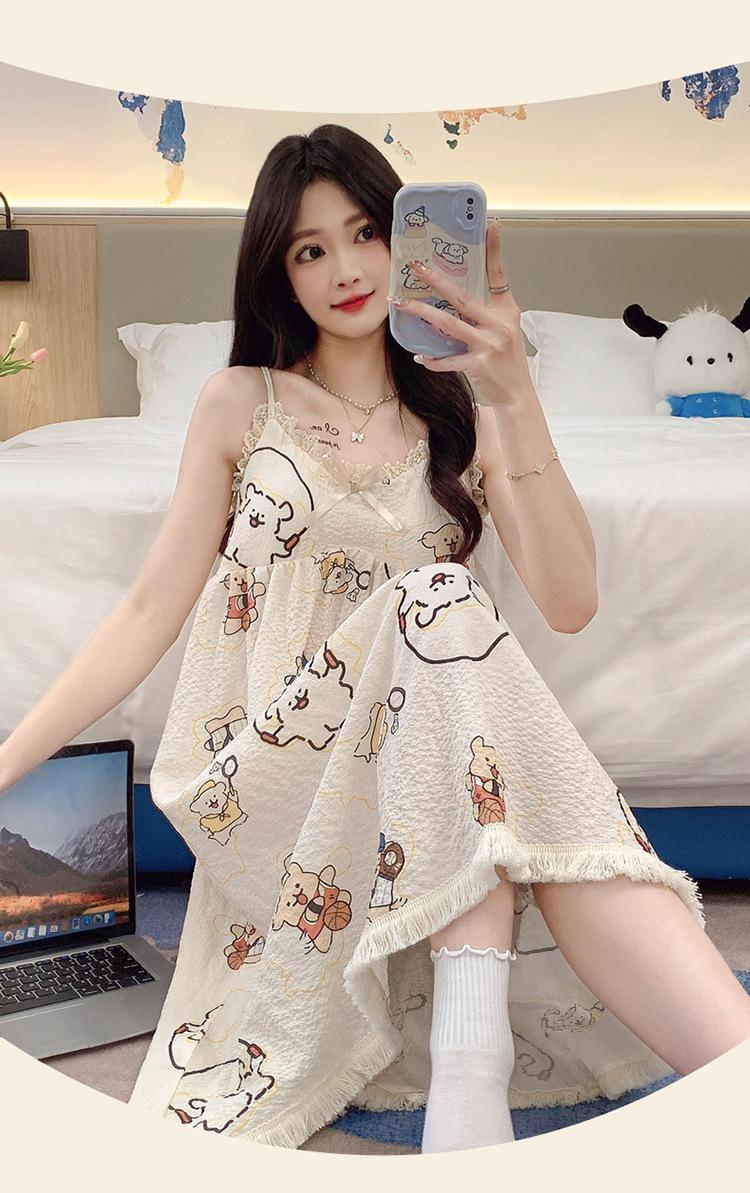 Product Introduction of Đồ Ngủ, Phong Cách Thanh Lịch, Váy Ngủ Mùa Hè Cho Nữ, Có Thể Mặc Ngoài Trời, Nhăn Bong Bóng, Có Đệm Ngực, Váy Ngủ Có Thể Tháo Rời Làm Bằng Bông, Thoải Mái Và Thoáng Khí, Thích Hợp Mặc Thường Ngày 24