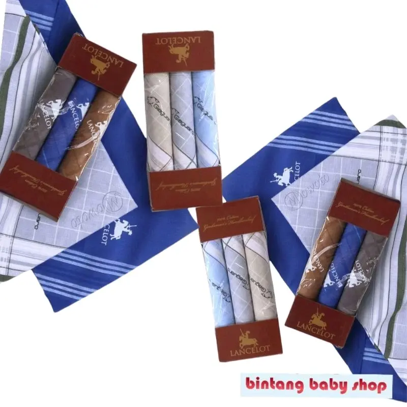 3Pcs Saputangan Pria Dewasa Bahan Katun/Salampek Cowok 0
