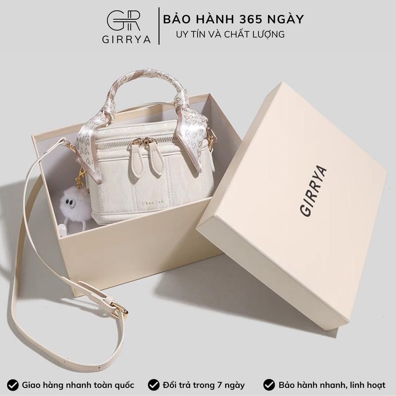  GIRRYA Túi Xách Nữ Cốp Cầm Tay M33 Da PU Cao Cấp Kích Thước 19x9x15cm Màu Be Dễ Phối Đồ Phù Hợp Đi Chơi Đi Tiệc 