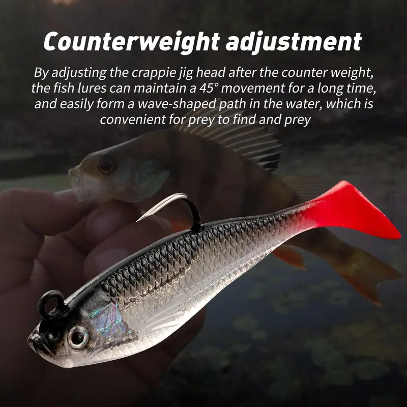 Weedless Pre-rigged Jig Head Paddle Tail Swimbait, 1 Count Multi-species Bass/Trout/Walleye Fishing Lures for Fresh & Saltwater 6