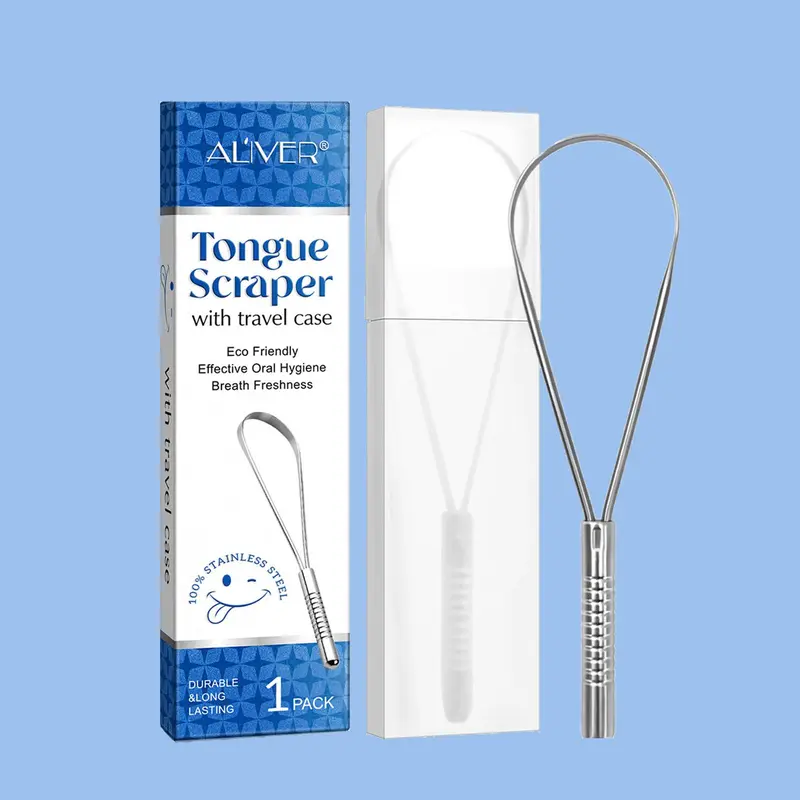 Stainless Steel Tongue Scraper, 1 Count/2 Counts/4 Counts/6 Counts Tongue Scraper with Storage Case, Oral Hygiene Care Tool for Fresh Breath 0