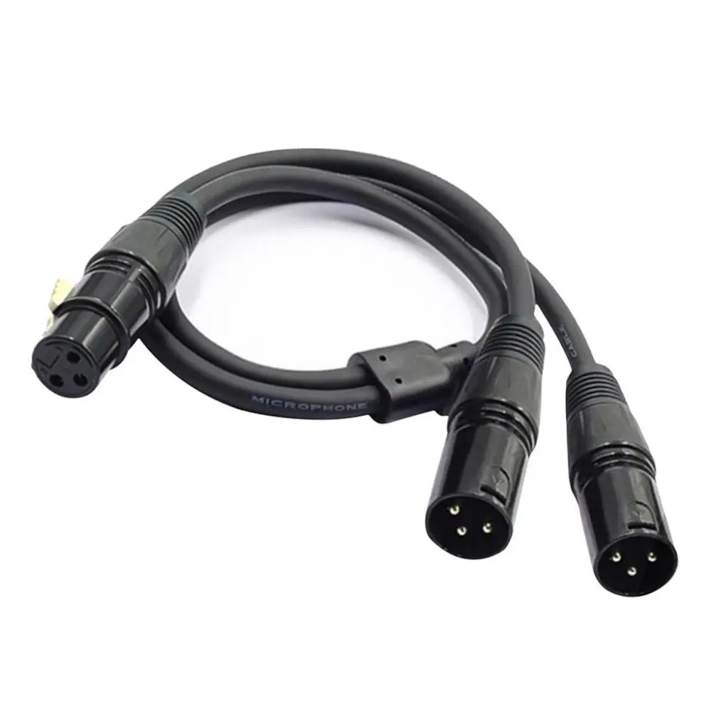 XLR Y-Cable Female XLR to 2 Male XLR Mic Combiner Y Cord Microphone Adaptor Accessories