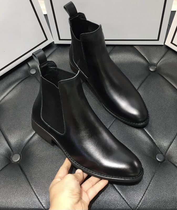 Giày Chelsea boots Da Bò thật, đế cao su 3cm giày  lười derby  boot giày  lười jimin  chelsea