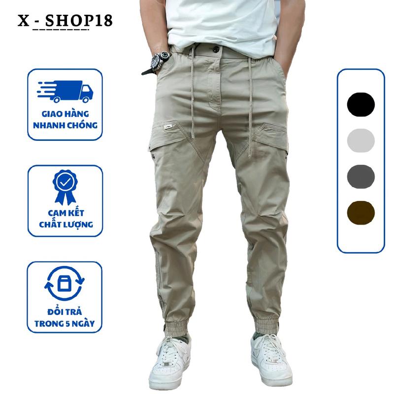 Quần Jogger Kaki Nam khoá gấu túi chéo đính khuy năng động thấm hút mồ hôi thoáng khí Sport Đồng
