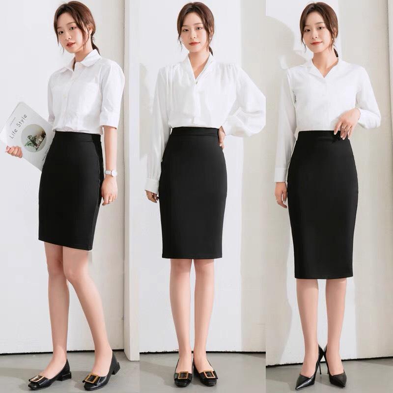 Chân váy bút chì ôm body umi co giãn tốt có khóa kéo xẻ sau Susuclothing