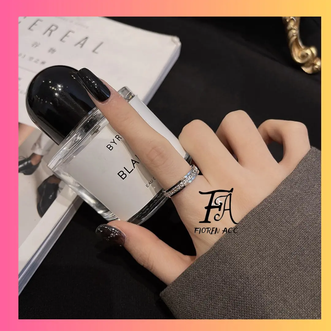 FA Cincin Baris Tunggal Cincin Titanium Anti Karat Cincin Berlian Silver YRY-TG001