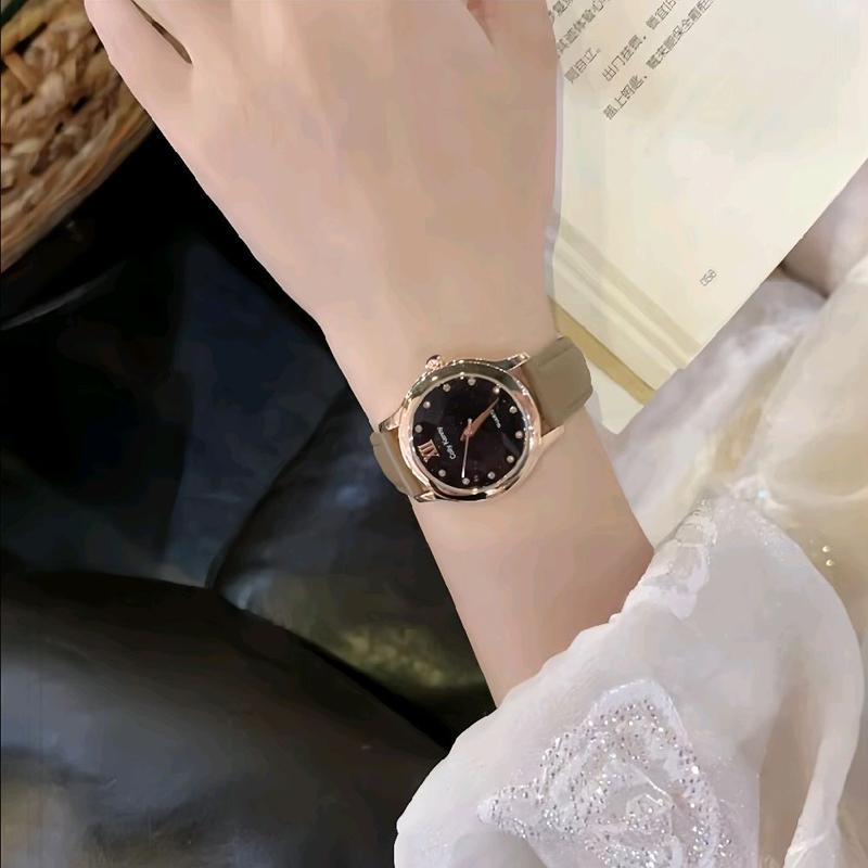 Đồng Hồ Nữ Dây Da Khóa Thông Minh Mặt Đen ( 3 màu ) Đeo Tay CK7060