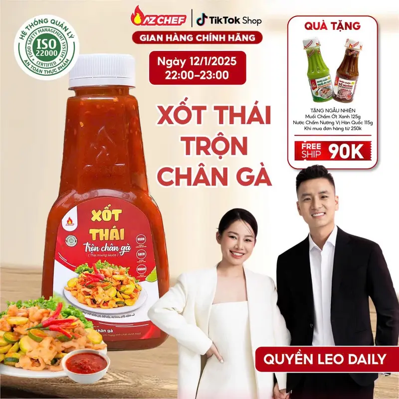 Xốt Thái trộn chân gà AZ CHEF chai lớn 500g - dùng cho 2,5kg chân gà ( Nước Sốt Thái Trộn chân gà, tôm, bạch tuộc, gân bò, mực, ba chỉ, làm các món gỏi Thái chua cay chuẩn vị ) Gia Vị sotthai  tron changa chang asot thai 0
