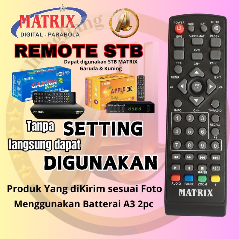 Remote Remot Set Top Box MATRIX APPLE KUNING / MATRIX GARUDA DVB T2 ...