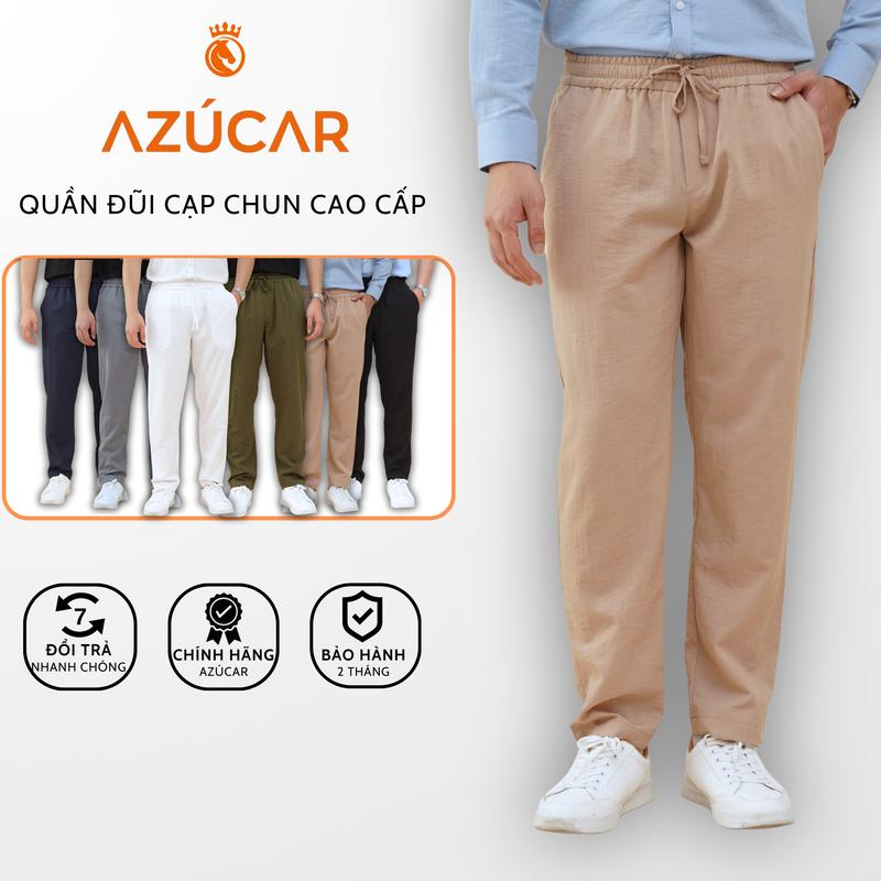 Quần Đũi Nam Cạp Chun AZÚCAR Siêu Mát, Lịch Sự và thoải mái tối đa Menswear Pants Đen Có Túi Jeans quana unam quantay nam quần tây trung niên việt tiến