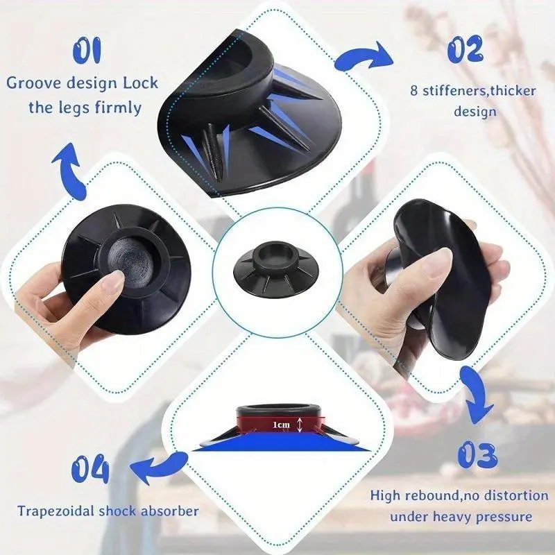 Anti-vibration Pad, 4 Counts Washing Machine & Refrigerator Noise Reduction Pad, Prevents Slipping, Household Appliance Parts & Accessories 3