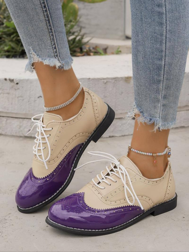 Product Introduction of Women's Fashionable PU Leather Oxford Shoes, Casual Comfortable Derby Shoes for Daily Wear, All-match Commuter Shoes for Work & Daily 4