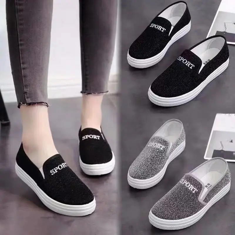 Giày Vải, Giày Lười Đế Mềm, Dành Cho Nữ, Mùa Lò Xo Và Mùa Thu, Thích Hợp Cho Học Sinh, Phong Cách Thường Ngày Màu Trơn Cắt Thấp, Thoáng Khí, Giày Vải