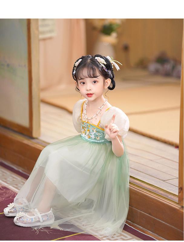 Product Introduction of Children's Clothing Girls' Summer Ancient Chinese Clothing Dress 2024 New Children's Little Girl Fashion Baby Chinese Style Dress 16