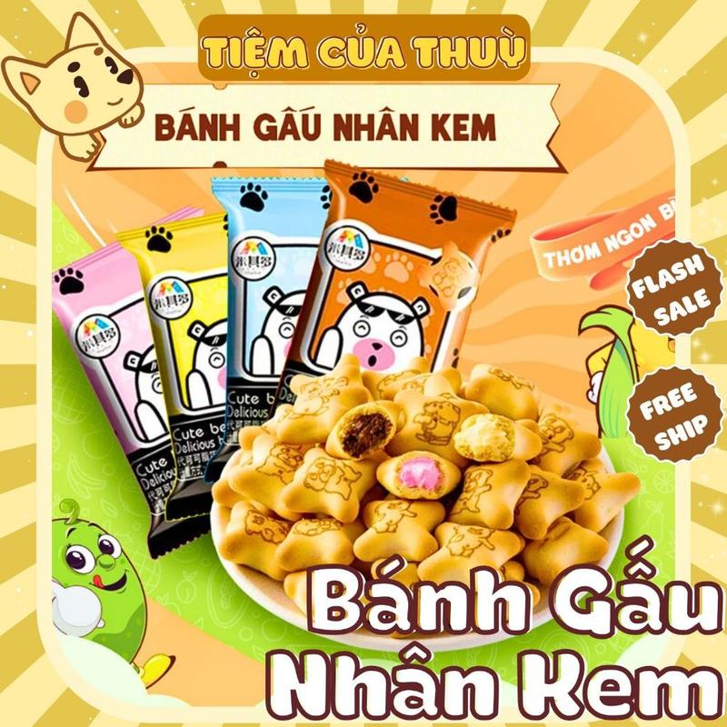 Bánh Gấu Choco Bear Nhân Kem Mix Vị Bánh Gấu Nhân Kem Choco Bear Nội Địa Tiệm ăn vặt Thuỳ Bùi