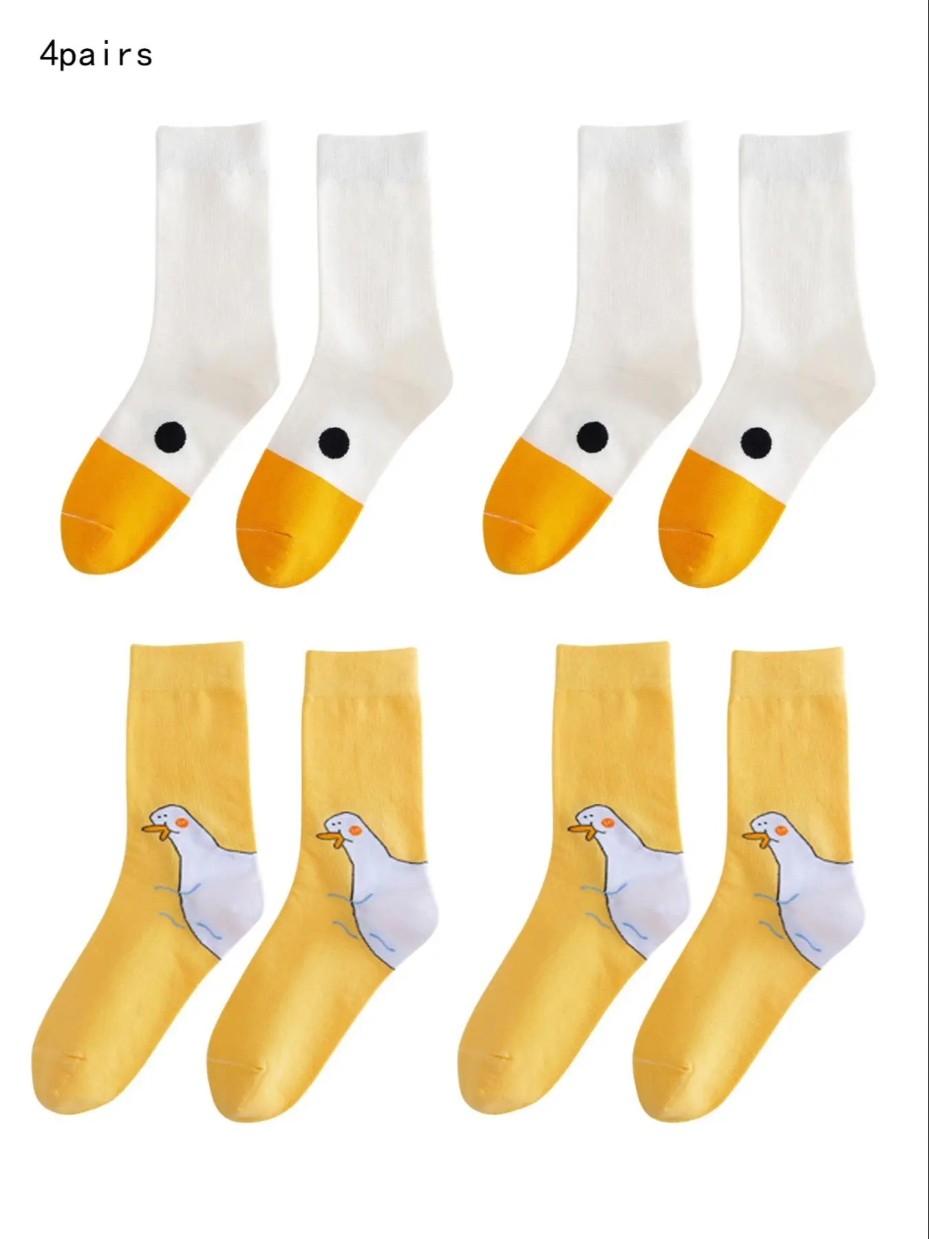 Women's Cartoon Goose Print Crew Socks, Cute Funny Comfy Breathable Mid-Calf Socks for Daily Wear, Women's Socks for All Seasons