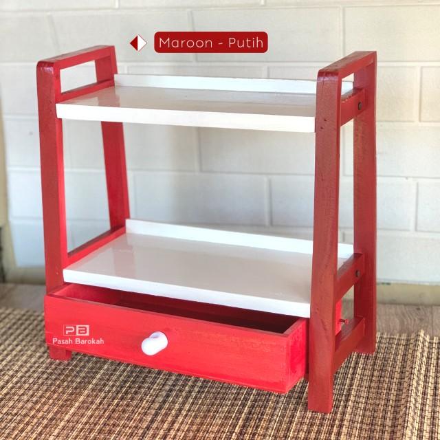 Product Introduction of Rak Bumbu Dapur 2 Tingkat variasi Laci WARNA WARNI SERBAGUNA DAN MINIMALIS Dapat disesuaikan Tegak Logam 2 Lapis Kayu 4