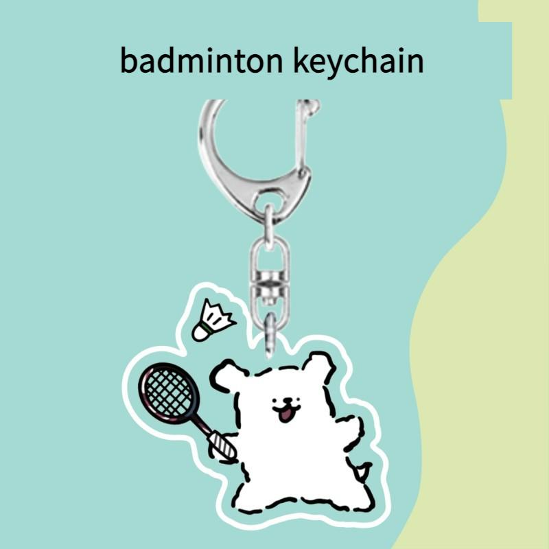 Cute dog Badminton souvenir keychain gift couple acrylic keychain pendant 5