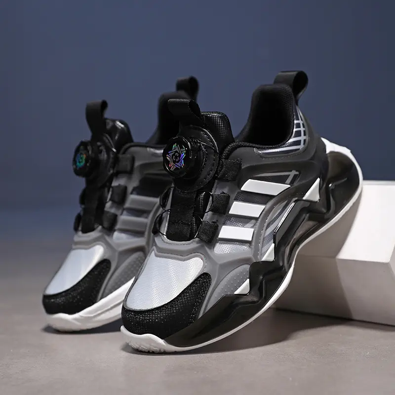 Popular Boys' Sports Shoes New Children's Leather Waterproof, Anti Slip, Durable Rotating Button Girls Casual Fashion Shoes