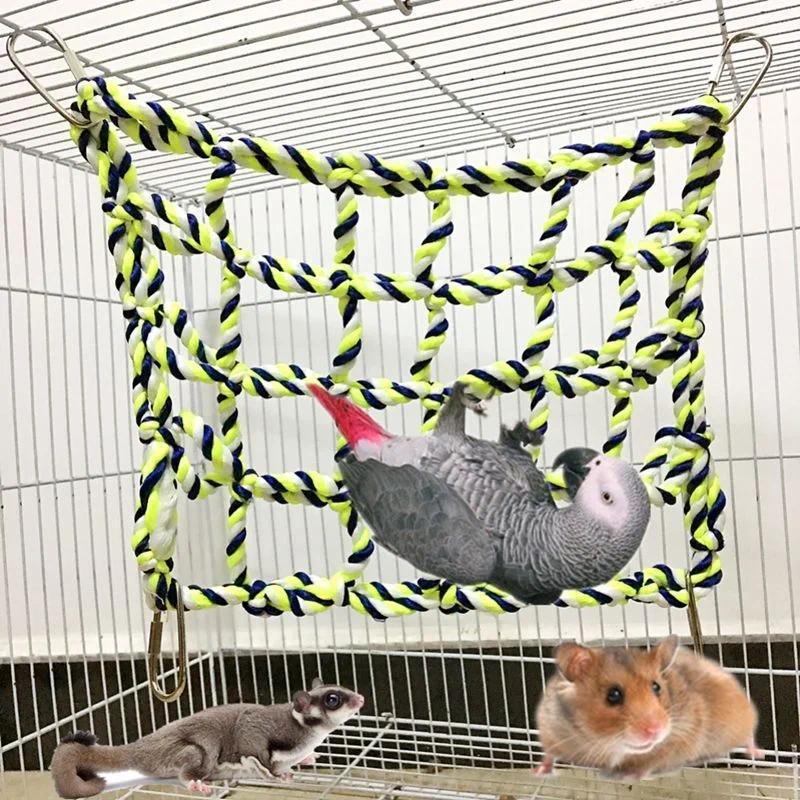 Product Introduction of Pet Hammock Toy Hamster Squirrel Puppy Net Rope House Balcony Hammock Colorful Weave Climbing Net Parrot Bird Net 10