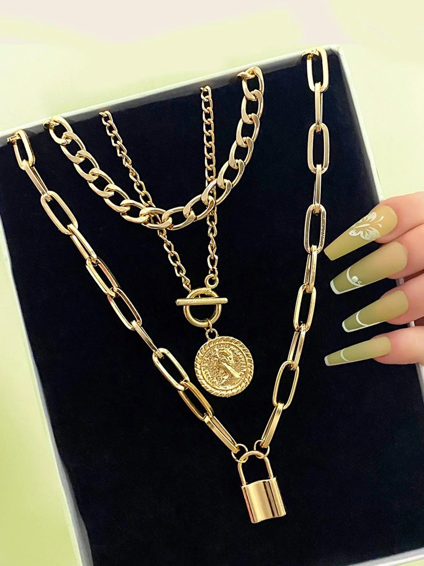 Women's Elegant Chain Necklace Set, Vintage Pendant Necklace, Fashion Jewelry for Party, Daily Decor, Trendy for Birthday Gift