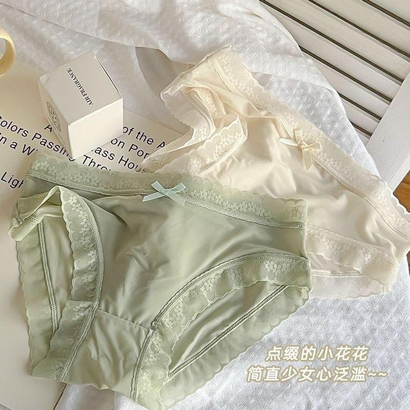 { MUA 10 tặng thêm 2 quần } Set 10 quần lót nữ su lụa tàng hình viền ren đính nơ( có tách lẻ 5 quần) 2