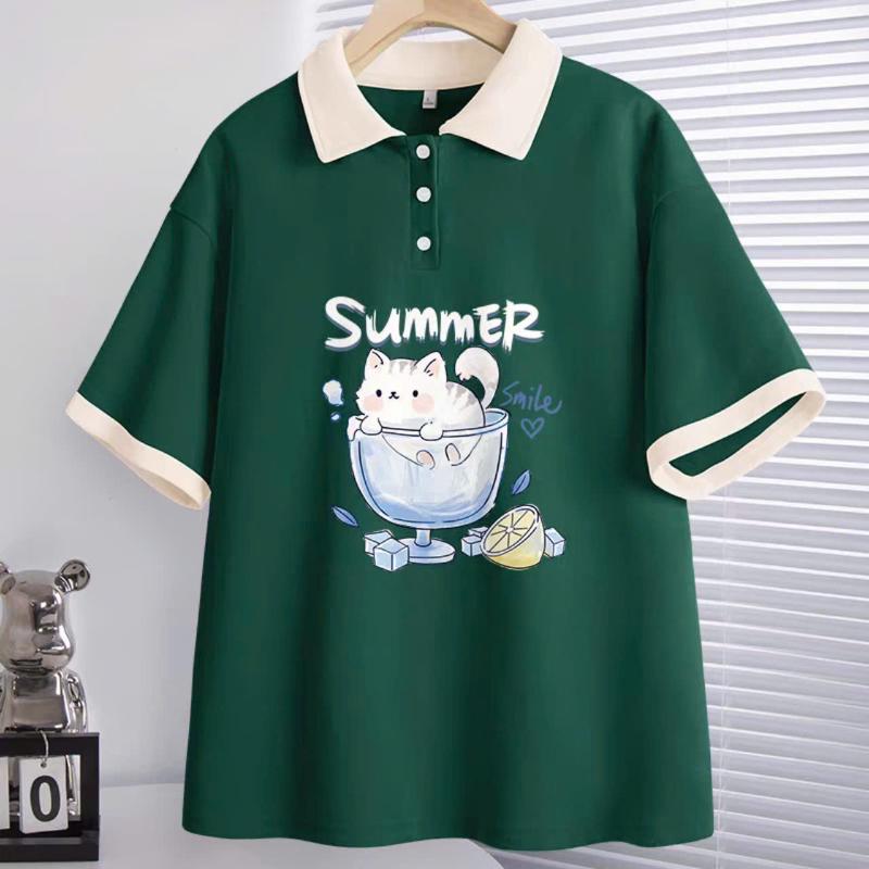 Áo polo bé gái 08098 phom thụng ,chất cotton , đủ size từ 9 đến 65kg 2