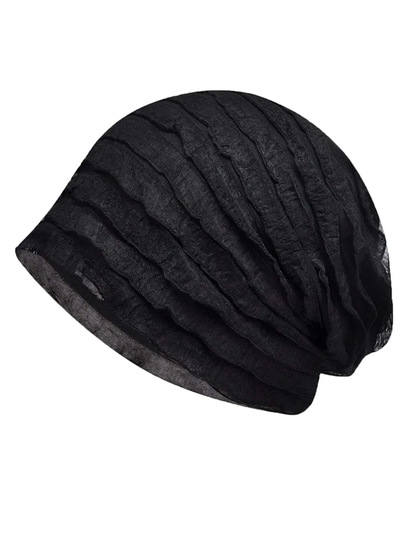 Solid Ruffle Trim Slouchy Beanie Hat, Comfortable Lightweight Layered Beanie For Fall, Casual Hat For Women & Men