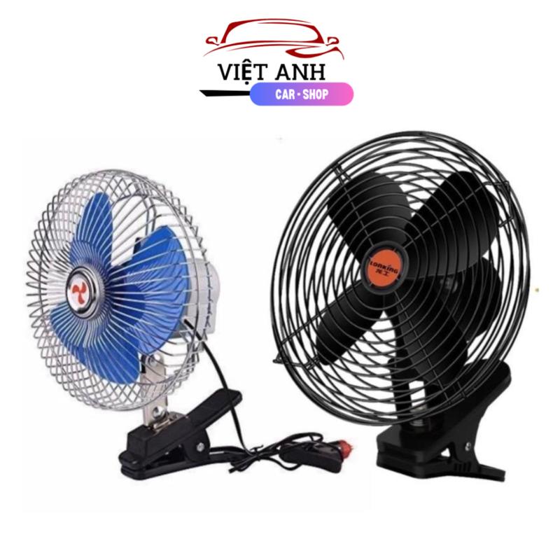 Quạt Mini Kẹp Trên Xe Ô Tô Lồng Sắt 12 và 24v Cánh sắt Đường Kính 22cm ,20cm