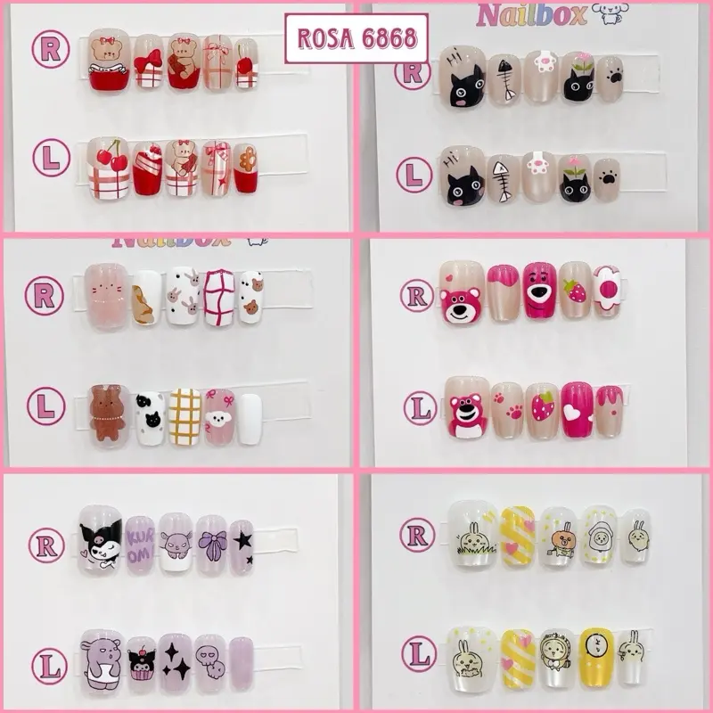 Nailbox thiết kế (th2) móng tay giả lalabu hello kitty loopy cinnamoroll mắt mèo hoạt hình  - Rosa