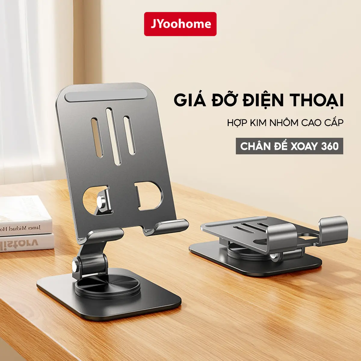 Giá Đỡ Điện Thoại Xoay 360 Máy Tính Bảng SMTech Hợp Kim Nhôm, Kệ Để Điện Thoại Xem Phim Livestream Phụ Kiện Cao Su đỡ  điện