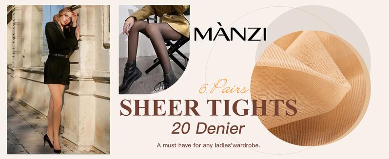 Product Introduction of black tights nude tights 6 Pairs Pantyhose for Women 20 Denier High Waist Sheer Tights 0