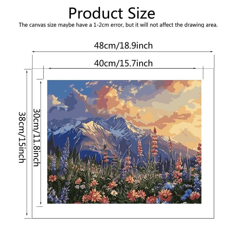 Product Introduction of Mountain Flower Landscape Pattern DIY Painting By Numbers Kit without Frame, 1 Set DIY Paint By Numbers for Adults, Wall Art Decoration for Home Decor 1