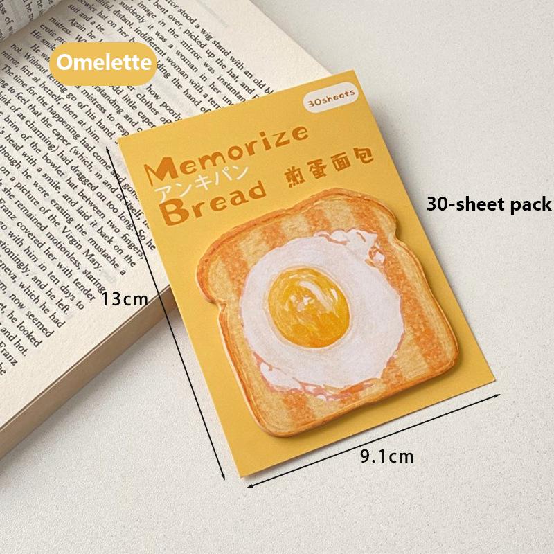 30Sheets Creative Fashion Toast Shape Convenience Sticker Message Paper Adhesive Self Sticky Sticky Notepad School Supplies 8