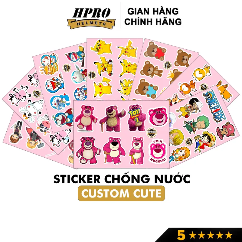 Sticker custom cute Sundy Helmets, chống nước dán mũ bảo hiểm, laptop, điện thoại, đàn guitar, vali, trang trí vv... 0
