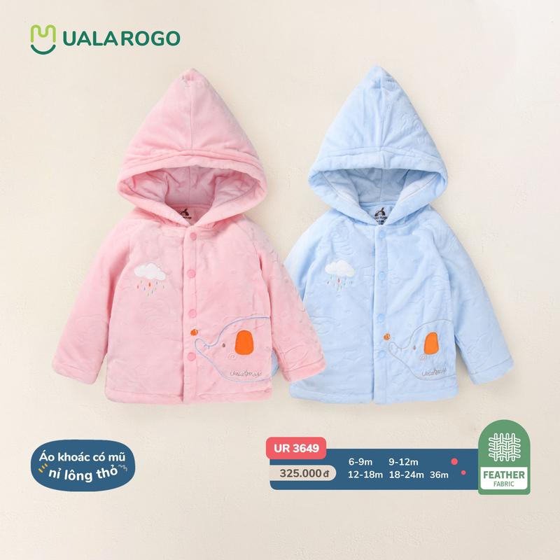 Áo khoác cho bé 6 tháng - 3 tuổi vải nỉ lông thỏ có mũ giữ ấm thoáng khí mềm mại 3649 3650 Jacket Nhung