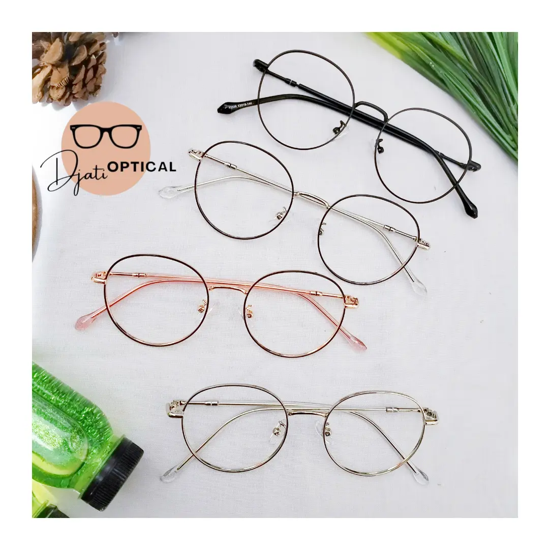 Kacamata Logam Bulat 72329 Antiradiasi Blueray Photocromic Bluecromic Normal Minus Plus Cylinder Perempuan Laki Laki Lensa Eyewear