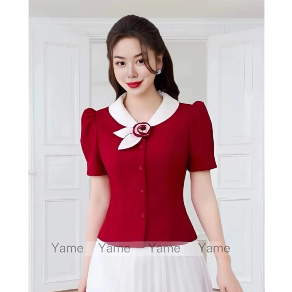 [ ÁO ĐÍNH HOA ] ÁO SƠ MI TÔN DÁNG MB40 SANG TRỌNG ĐỦ SIZE ĐỦ MÀU CHO CHỊ EM