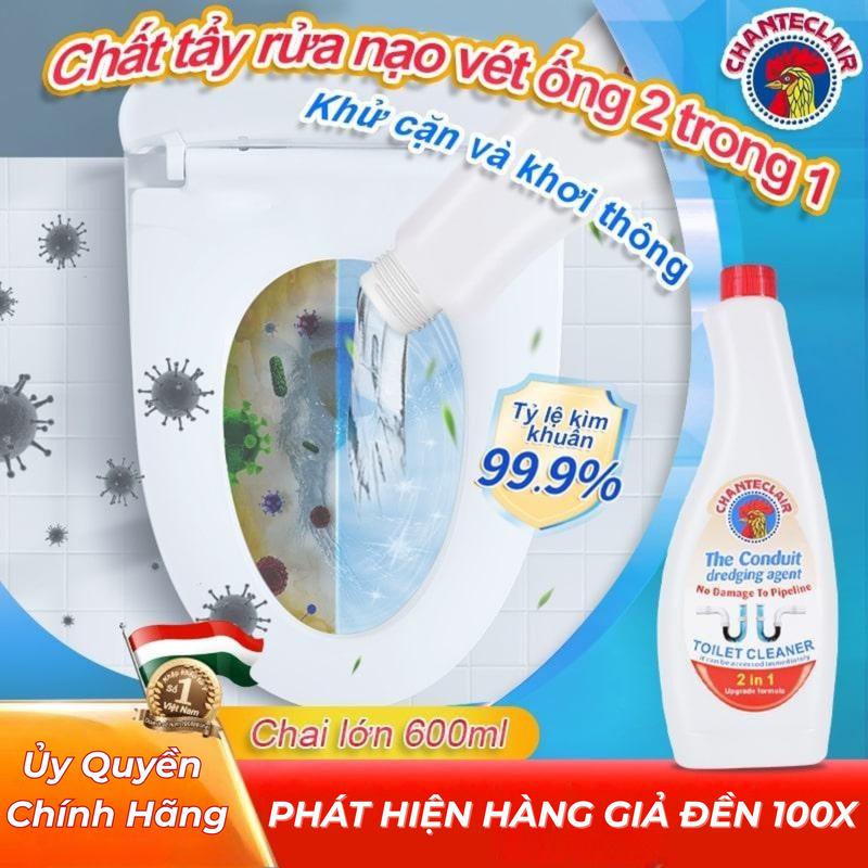 Combo 3 Chai Chanteclair Gel Thông Tắc & Tẩy Bồn Cầu 2in1 - Chất Tẩy Rửa Nạo Vét Ống 1800ml - Tan Mỡ Tóc Khử Mùi Siêu Hiệu Quả - An Toàn Đường Ống - Siêu Nhanh