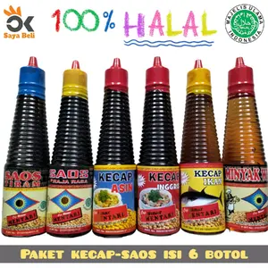 Paket Kecap 6 in 1 Isi Kecap Raja Rasa, Kecap Asin, Kecap Inggris, Saos Tiram, Kecap Ikan, Minyak Wijen @150ml Organik Bebas gula Rendah lemak Alami Bebas Susu Botol