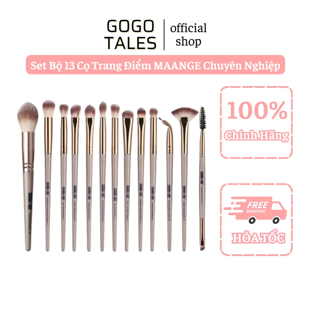 Set Bộ 13 Cọ Trang Điểm MAANGE Chuyên Nghiệp Lông Cọ Mềm Dễ Vệ Sinh Phù Hợp Bạn Mới Tập Make Up GOGOTALESVN Mỹ Phẩm Cosmetic Nữ Mascara