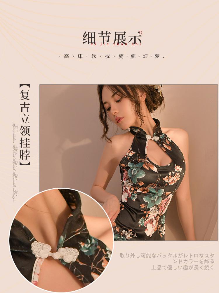 Product Introduction of Sexy large size sexy cheongsam pajamas new hot waist high waist slit hip-coverage pajamas nightgown Loungewear Nightwear Womenswear Lady Women Comfort Homewear Sleeveless Floral Lingerie sexy  pajamas brandy melville  shorts  pjs 4